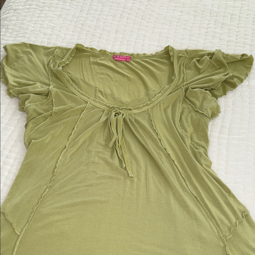 BCBG Girls Cotton Olive Green Women's Swing Dress Med